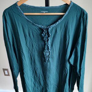 Lands' End Green Long Sleeve Shirt - 3XL